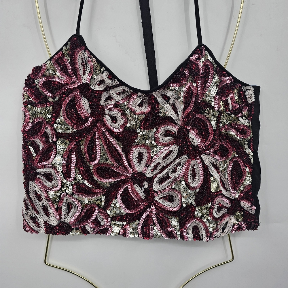 Walter‎ Baker Pixie Sequin Beaded Cropped Cami To… - image 2